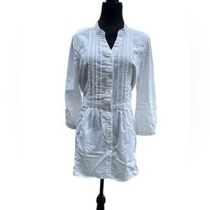 Joseph A White Tunic XL Minimalist Cottagecore Academia Pleated Classic Preppy